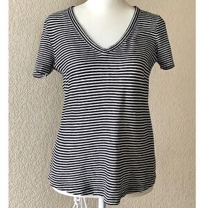Banana Republic striped linen & cotton v-neck tee